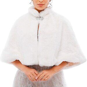 Elegant White Faux Fur Cape